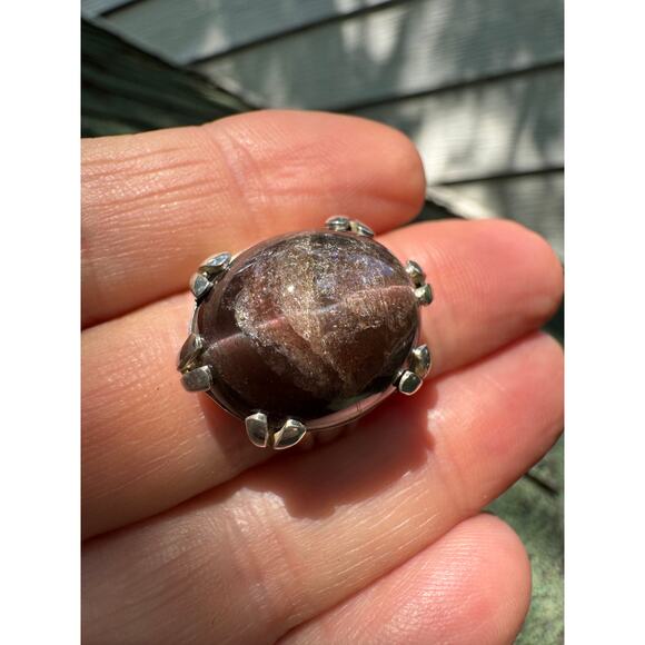 Scapolite Cat Eye Sterling 925 Silver Handmade Clarity Ring Size 7 - 7.25 - Picture 1 of 6